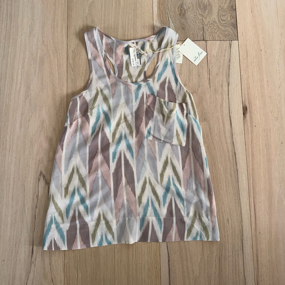 Chelsea Flower Colorful Tank 100% Silk Size XS NWT